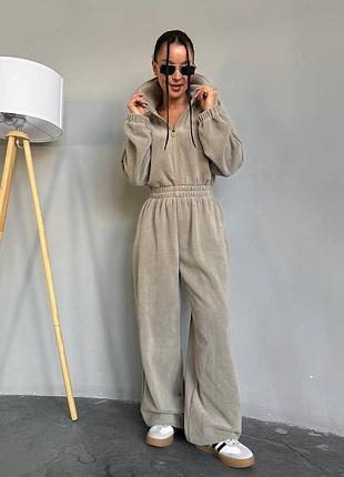 Комбинезон new collection ✨ стиль + комфорт 2в1 😍 двусторонний флис туречки, размеры 42-44, 44-46, цвета черный, молоко, шоколад, беж, мод.694