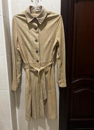 Пальто плащ тренч натуральная замша кожа кемэл la rinascente spa project оригинал размер m