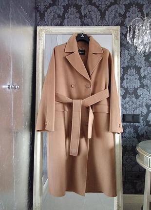 Роскошный оверсайз батал пальто итальялия шерсть кэмэл крутой бренд