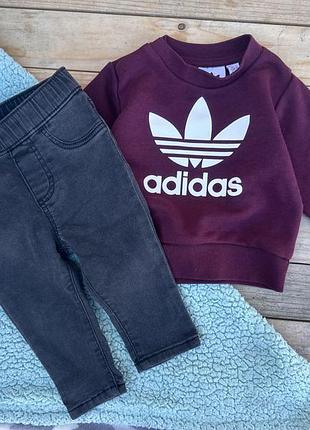 Дитячий комплект/ костюм на дівчинку кофта adidas + утеплені джинси, 6-9м