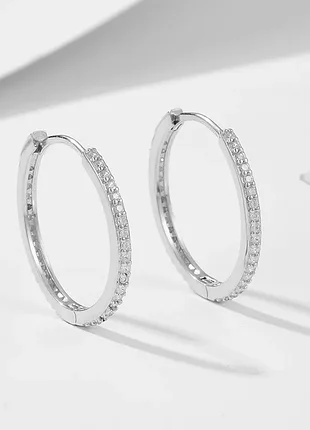 Серьги конго с фианитами микропаве