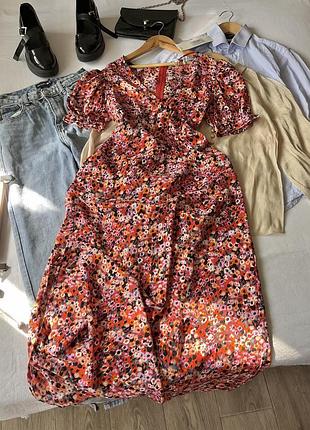 Нова червоно-рожева сукня міді з розрізом