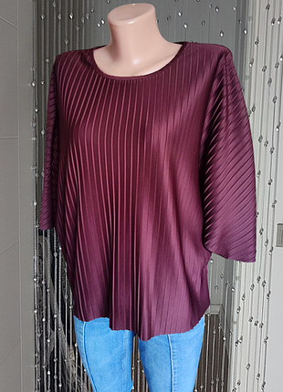 Бордовая праздничная блузка плиссе м