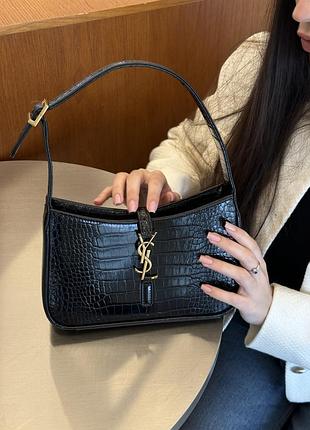 Сумка hobo le 5 a 7 in saint crocodile-embossed laurent shiny leather