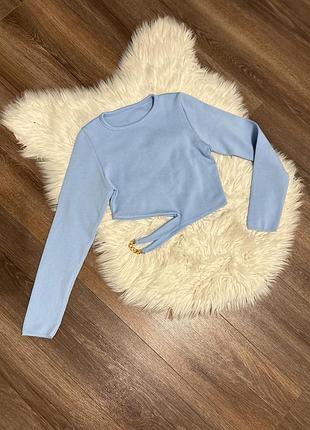 Стильна кофта топ кроп з розрізом ланцюжком