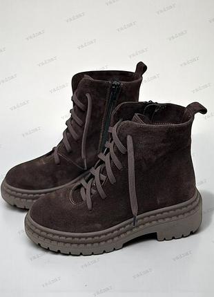 36-41 гг ботинки натуральная замша/кожа черный, шоколад.