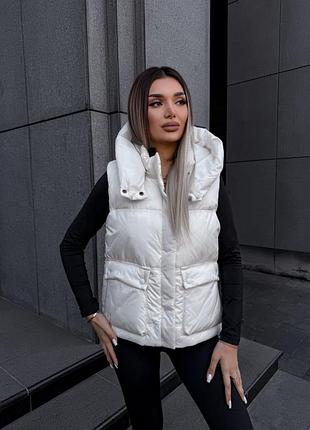 Женская куртка трансформер 2 в 1. жилетка с капюшоном