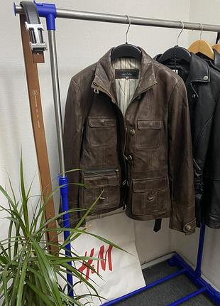 Шкіряна куртка next leather вінтаж ретро осінь весна кожа