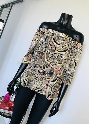 Роскошная блуза river island, размер uk8, барочный принт, 100% полиэстер