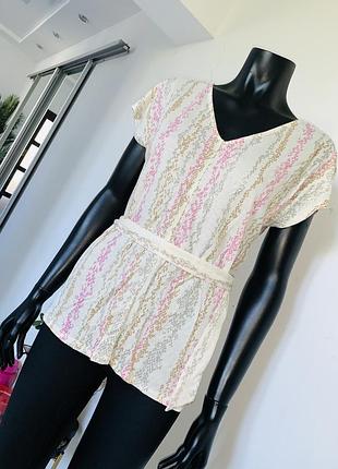 Блуза бисквитного цвета marks & spencer collection | элегантный пояс, v-вырез | uk14