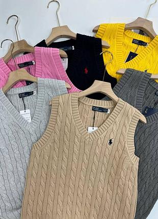 Жилетка вязаная женская серая бежевая