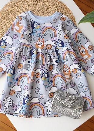 Красивое утепленное платье в принт из блуи f&amp;f 12-18 мес