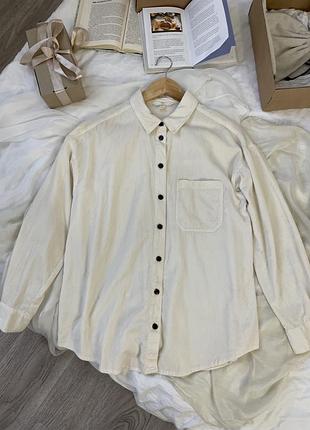 Вельветова молочна сорочка рубашка