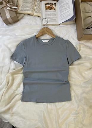 Бавовняна футболка блакитно сіра