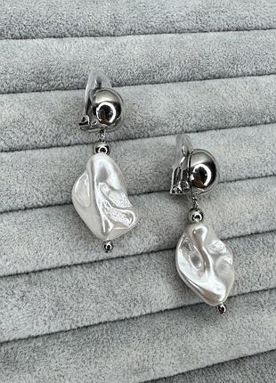 Сережки кліпси з підвіскою майорка барокко