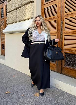 Жіночі чорні штани з імітацією спідниці | 204