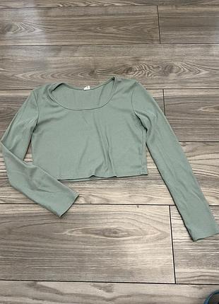 Оливковий вкорочений світшот,топ кроп ,лонгслів