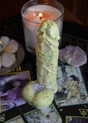 Свічка фалос, член з соєвого воску ручної роботи, оригінальний подарунок на дівич-вечір, декор для дому, свічки для дорослих 18+ з блискітками