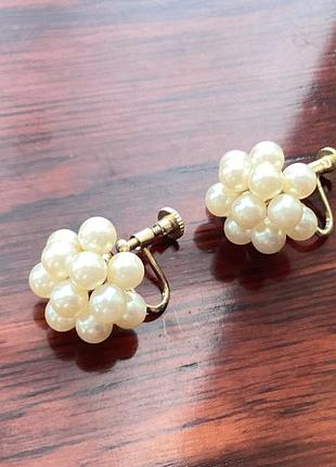 Сережки вінтажні перлинки невеликі