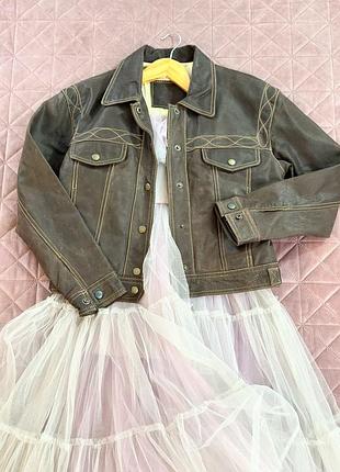 Вінтажна шкіряна брутальна куртка spirit, м