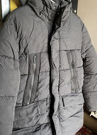 Зимова куртка пальто для хлопчика next, тепла чорна 7-8 років, 134