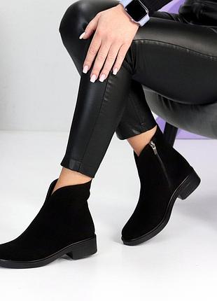 Sale женские замшевые черные ботинки демисезонные деми ботинки на флисе натуральная замша весна
