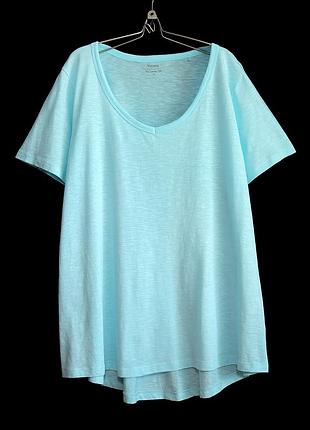 Мягкая удлиненная бирюзовая футболка, модал и хлопок р.22