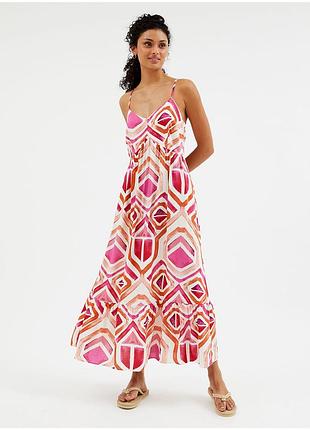Довгий віскозний максі сарафан на бретельках р.14