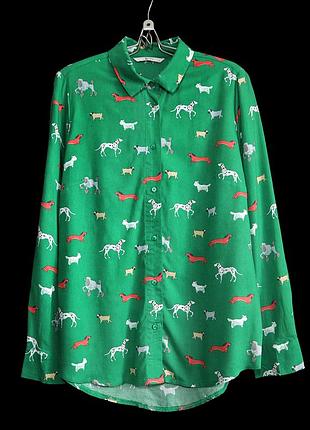 Мила яскрава зелена сорочка з принтом "собаки" р.14