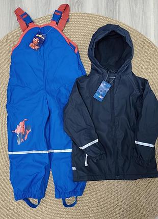 Дождевик комплект на флисе lupilu 98-104 для мальчика куртка и брюки полукомбинезон человек паук