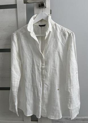 Біла льняна блузка massimo dutti