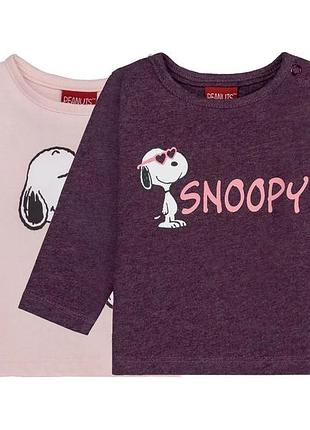 Кофти реглани лонгсліви (набір 2 шт.) lupilu на дівчинку 35039, snoopy (снупі)