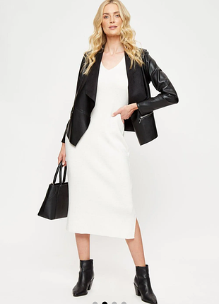 Черная водопадная куртка из искусственной кожи dorothy perkins стильная женская куртка-жакет из эко-кожи черного цвета.