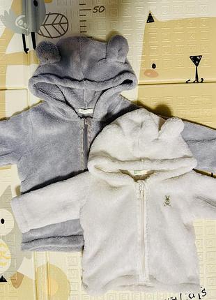 М’які кофтинки для новонародженого benetton, тедді стиль, розмір 50/62