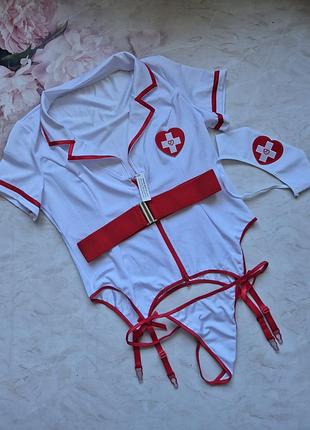 Костюм медсестри лікаря рольові ігри сексуальний еротичний нижня білизна сорочка пеньюар корсет боді love&honey