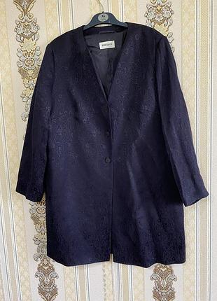 Стильний подовжений жакет, легкий темно фіолетовий піджак жакет батал