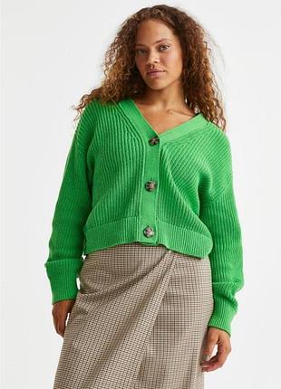 Кардиган яскравий щільний вʼязаний кардиган на ґудзиках h&m s