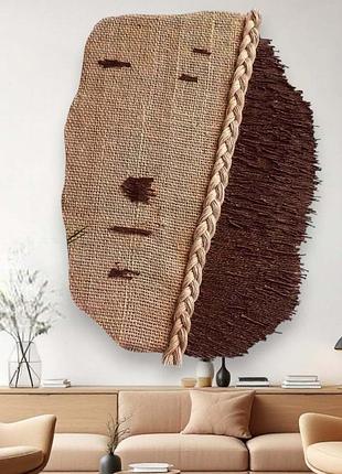 Картина в стилі лофт з джуту та сизалю, ручна робота для декору інтер’єру, 78×54 см