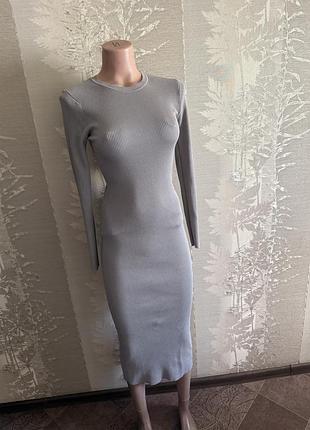 Платье миди в рубчик zara