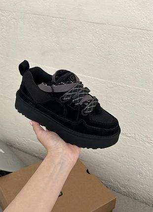 Жіночі уггі низькі кросівки зимові  чорні (без хутра) ugg lo lowmel black