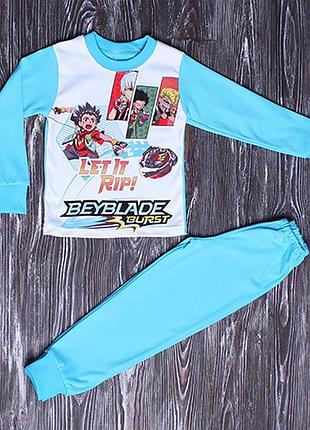 Дитяча трикотажна піжама на хлопчика р.104 - 3-4 роки, штани + кофта, beybllade, інтерлок, 70006