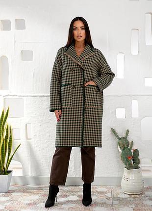 Кашемировое пальто женское на пуговицах с накладными карманами