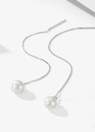 Серьги протяжки с натуральными жемчужинами