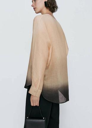 Лляна сорочка блузка massimo dutti льняная рубашка блузка