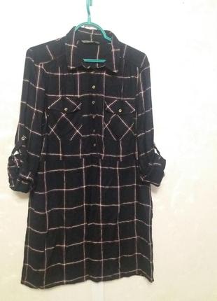 Віскозне сукня-сорочка в клітку