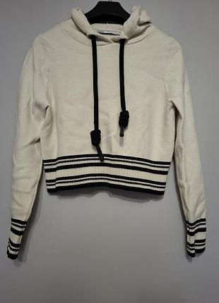 Укороченная худи с капишоном zara