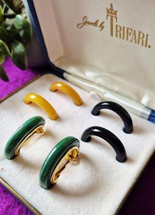 Набор trifari, клипсы со сменными дужками, винтаж