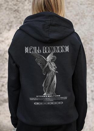 Женское утепленное зип худи на флисе зипер с принтом dominion without kane black