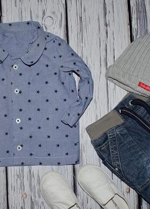 Джинсовая фирменная рубашка мальчишку 1 – 2 года 80 – 86 см в звездочку