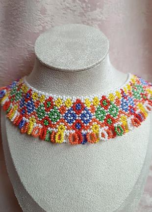 Яркая силянка из чешского бисера на завязках, 34 см